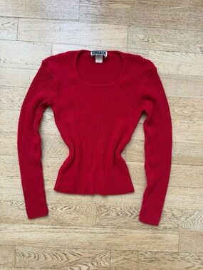 Forenza Women's Red Ribbed Scoop Neck Sweater